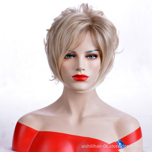 Fashion wig shaggy wig blonde oblique fringe hair for women